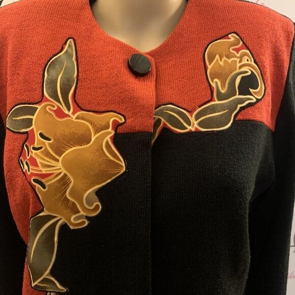 Anthony Sicari. Sz 10. Vintage 80's Appliqued Knit Sweater/Jacket. USA. B91. - Picture 3 of 5